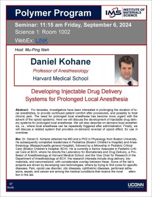 flyer for IMS Polymer Program Seminar featuring Daniel Kohane from Harvard Medical School