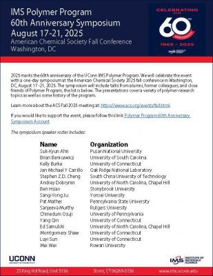 flyer for polymer program symposium to be held at the ACH fall conference in Washington, DC August 17-21, 2025