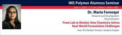 Announcement for Polymer Program Seminar featuring Maria Farooqui from King Industries
