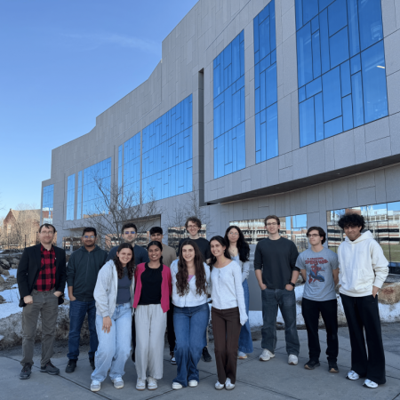 A 2025 group photo of professor Alexander Dupuy with his undergraduate and graduate researchers. (Contributed photo)